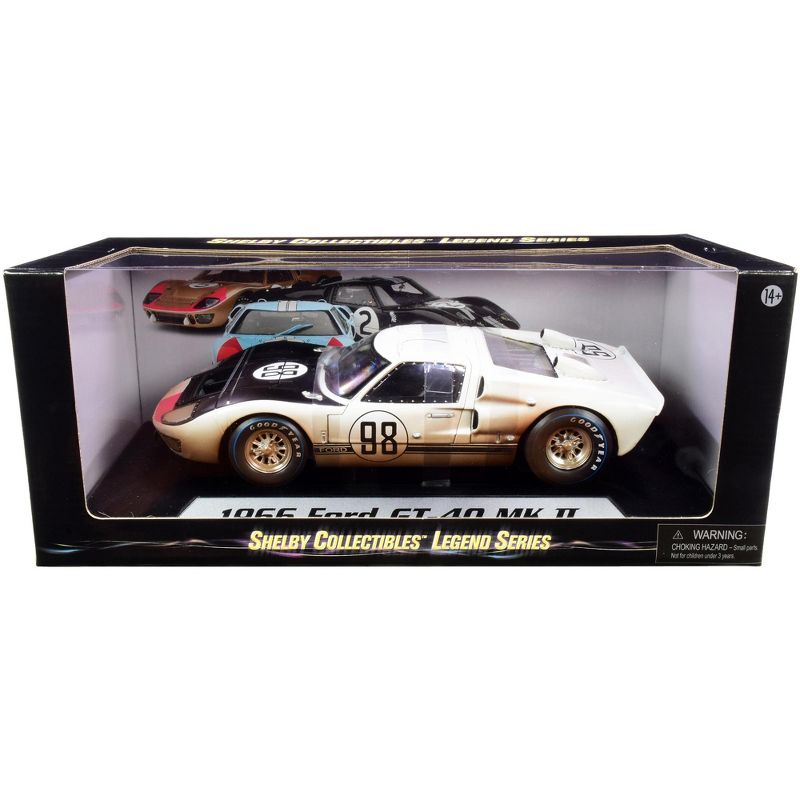 1966 Ford GT-40 MK II #98 White with Black Hood After Race (Dirty Version) 1/18 Diecast Model Car by Shelby Collectibles, 3 of 4