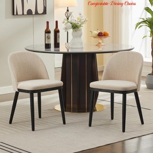 Restaurants Comfortable Dining Chairs w/Thick Cushions and Wooden Legs, Set of Two, w/ Curved Backrests, Suitable - 1 of 4