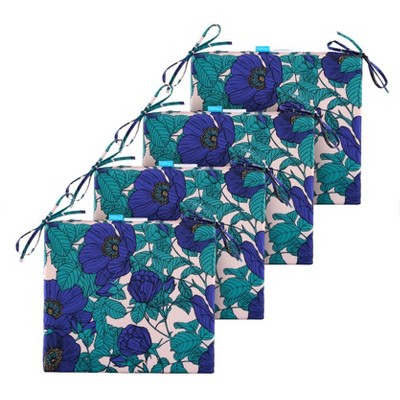 ARTPLAN Outdoor Chair Cushions for Patio Furniture, Waterproof Outdoor Cushions, Round Corner Patio Chair Cushions Set of 4 with Ties,16"x18.5"x3"