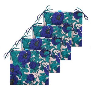 ARTPLAN Outdoor Chair Cushions for Patio Furniture, Waterproof Outdoor Cushions, Round Corner Patio Chair Cushions Set of 4 with Ties,16"x18.5"x3" - 1 of 4