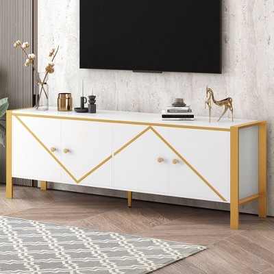 Sapphtopaz Modern TV Stand for TVs Entertainment Center Console Table with Shelves and Storage Cabinets TV Stands for Living Room
