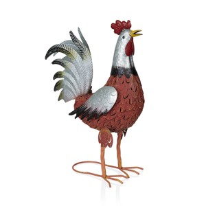 Alpine Corporation Metal Rooster Décor: Iron Craftsmanship, 16"L x 8"W x 20"H, Outdoor Use - 1 of 4