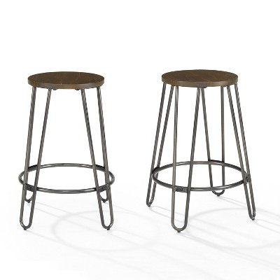 Set of 2 Ava Counter Height Barstools Dark Walnut - Crosley