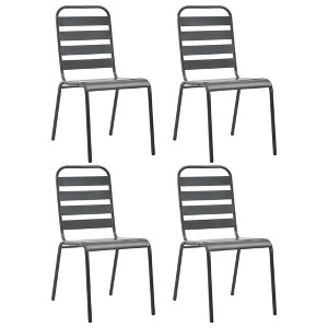 vidaXL Patio Chairs 4 pcs Slatted Design Steel Dark Gray - 1 of 1