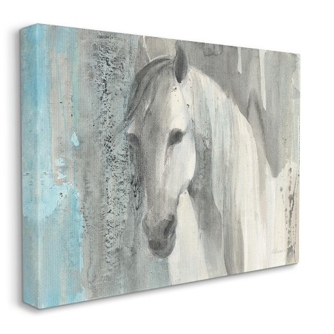 Stupell Industries White Wild Horse Portrait Farm Animal Blue Grey Watercolor - image 1 of 3