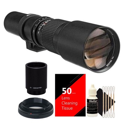 Bower 500mm / 1000mm f/8 Telephoto Lens with Accessory Kit for Canon EOS