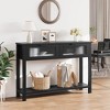 Farmhouse Console Table with 2 Glass Drawers & Shelf - 2 of 4