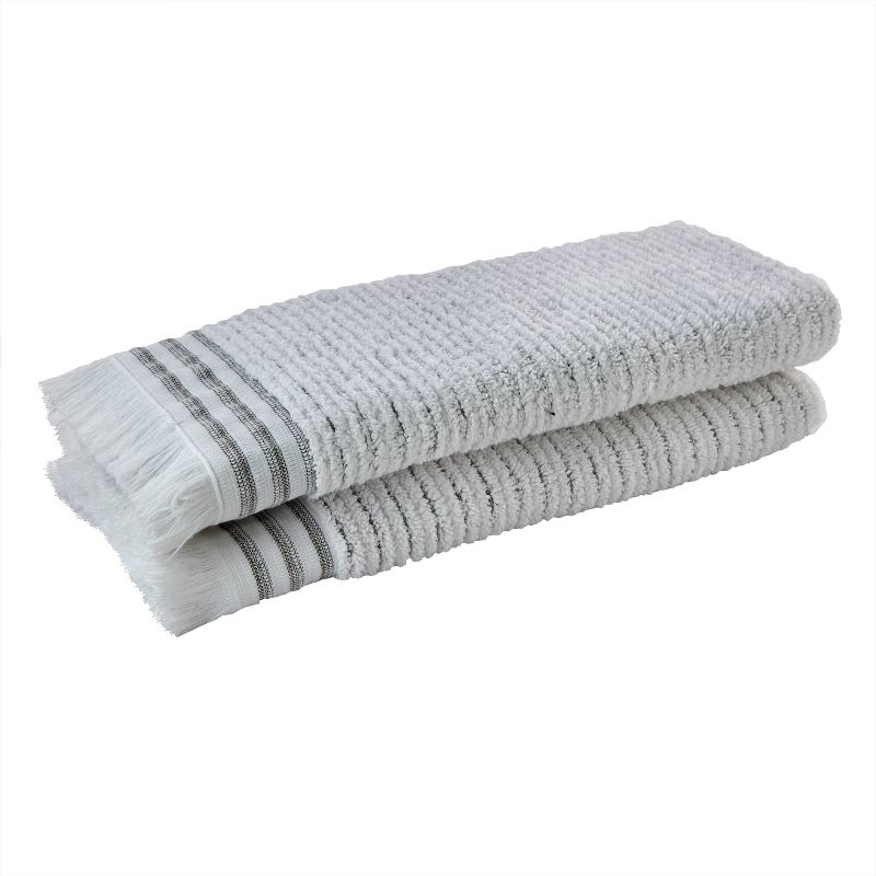2pc Subtle Striped Hand Towel Set Gray - SKL Home, 4 of 6