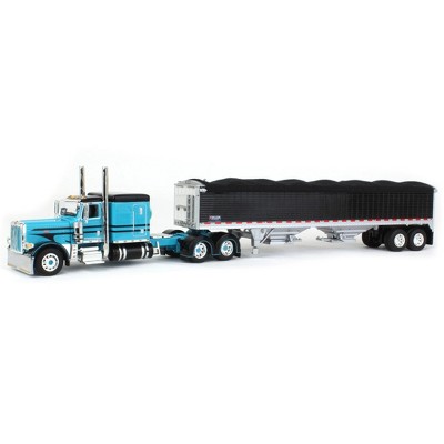 1/64 Blue & Black Peterbilt 389 63in Flattop W/ Wilson Grain Trailer ...