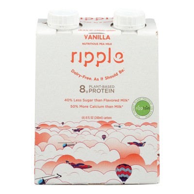 Ripple Vanilla Pea Milk - Case of 4/4 pack, 8 oz