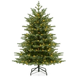 Tangkula 5/6/7 FT Artificial Christmas Tree w/ 1426/2116/3156 Lush PVC & PE Tips 200/300/400 LED Lights - 1 of 4