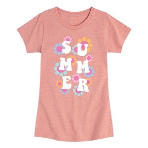 Girls' - Instant Message - Summer Flowers Fitted Short Sleeve Graphic T-Shirt - 1 of 4