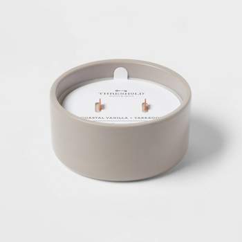 2-Wick Glossy Ceramic Coastal Vanilla + Tarragon Wood Wick Jar Candle Dark Gray 8oz - Threshold™