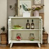 Alilang 32.00 Inch Glass Door Accent Cabinet with Decorative Geometric Frame - Antique White - 2 of 4