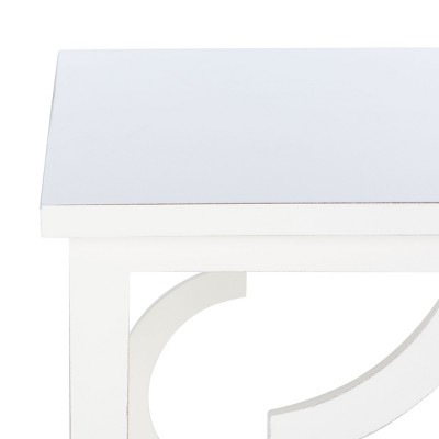 Cream Geometric Wood Square End Table