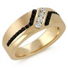 Pompeii3 1 Ct TW Mens Black & White Diamond Wedding Band 10k Yellow Gold Ring - 2 of 4