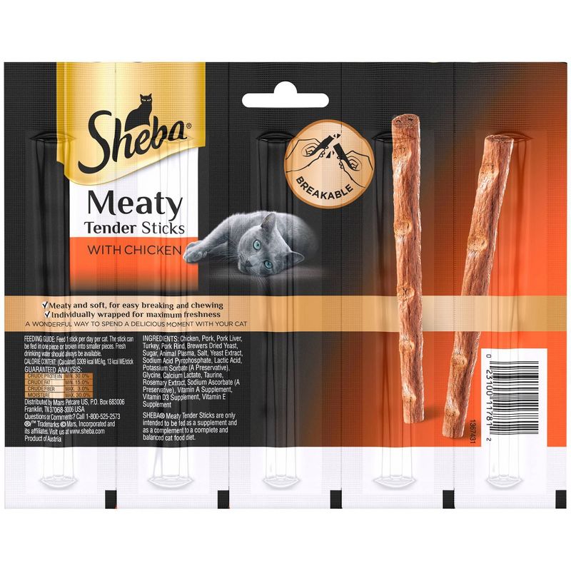 Sheba Meaty Tender Sticks with Chicken Jerky Cat Treats - 0.7oz/5ct, 3 of 9