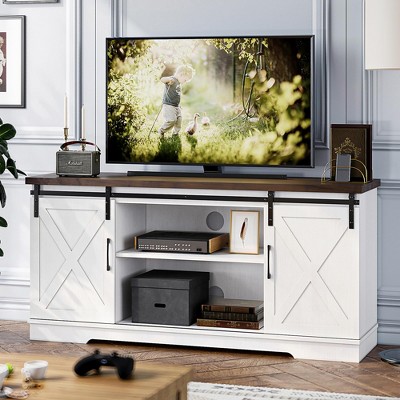 GustoWave Farmhouse TV Stand, Entertainment Center for 65 Inch TVs, Barn Doors TV Stand with Storage and Shelves, Modern TV Console Table Furniture