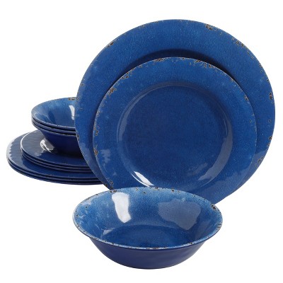 Mauna 12 Piece Dinnerware Set in Cobalt Blue