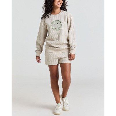 Samii Ryan | Smiley® Flourish Waffle Crewneck, Tan, XX-Large, 6