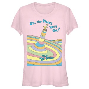 Junior's Dr. Seuss Oh The Places You'll Go Book Cover T-Shirt - 1 of 4