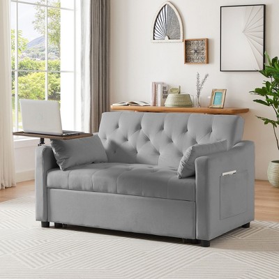 NicBex 52 Inch Loveseat,Modern Velvet Loveseat Sofa/Pullout Bed with Tufted Back,Convertible Sleeper Sofa Bed for Living Room