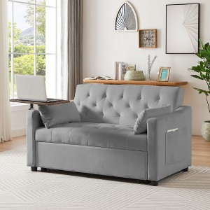 NicBex 52 Inch Loveseat,Modern Velvet Loveseat Sofa/Pullout Bed with Tufted Back,Convertible Sleeper Sofa Bed for Living Room - 1 of 4