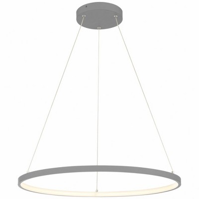 Matte Black Contemporary Circular LED Pendant Light, 31.5"