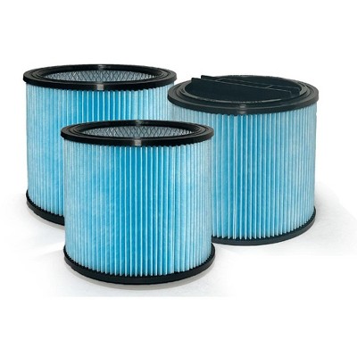 Nispira Nanofiber Cartridge Filter Replacement with Lid For Shop-Vac 90350 90304 90344 Wet Dry Vac | High Performance Type | Reusable | 3 Pack