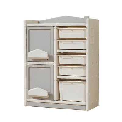 Toy Storage Organizer with Storage Bins, Multilayer Storage Organizer Children Floor Shelf Building Blocks Toy Picture Book Clutter Storage Cabinet
