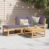 vidaXL 3 Piece Patio Lounge Set with Cushions Solid Wood Acacia - 3 of 4
