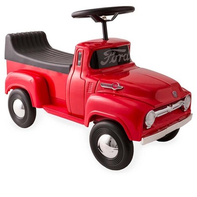 HearthSong Red Retro Ford Pickup Truck Foot-To-Floor Ride-On for kids