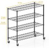 HOMDOX 48"W x 18"D x 72"H Wire Shelving Unit 2600LBS Capacity, 4-Tier Metal Storage Shelves with Wheels, Heavy Duty Adjustable Rack, Black - 3 of 4