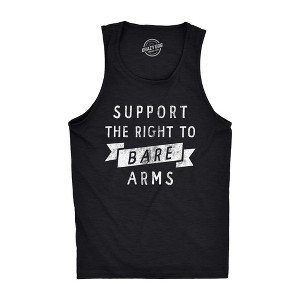 Mens Suppport The Right To Bare Arms Fitness Tank Funny Sarcastic Sleeveless Shirt Joke Novelty Tanktop For Guys - Crazy Dog Men's Tank Top - 1 of 4