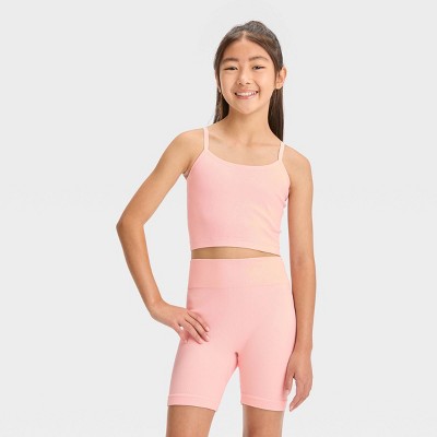 Girls Seamless Sports Bra, Kooky Kats Pink