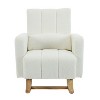 Homy Casa Modern Rocking Accent Chair with Soft Teddy Fabric and Wood Base, Cream White - 4 of 4