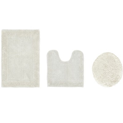 Edge Bath Rug 100% Premium Cotton Ultra-Soft Water Absorbent Tufted Solid Reversible 3 Piece Bathroom Rug Set for Machine Washable Bathmat