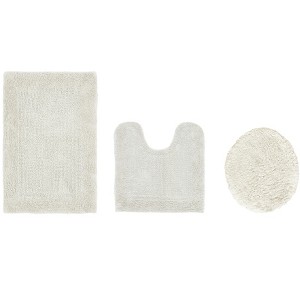 Edge Bath Rug 100% Premium Cotton Ultra-Soft Water Absorbent Tufted Solid Reversible 3 Piece Bathroom Rug Set for Machine Washable Bathmat - 1 of 4
