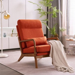 Karl Home High Back Solid Wood Armrest Backrest Iron Frame Linen Indoor Leisure Chair - 1 of 4