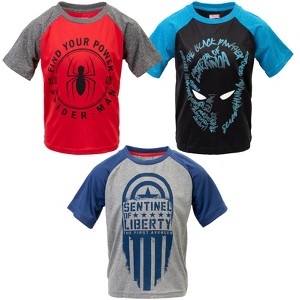 Marvel Avengers Spider-Man Hulk Loki Captain America 3 Pack T-Shirts Little Kid to Big Kid - 1 of 4