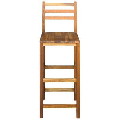 Rustic Acacia Wood and Metal 43'' High Bar Chair Set
