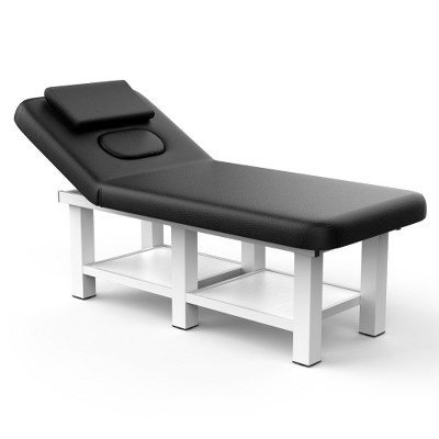 Dolonm 31.5" Wide Spa Massage Bed - 800lbs Heavy Duty, Chest Opening Design, Luxe PU Leather - Salon & Home Use - Black