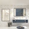 Apmir H Rectangular High-Strength Tempered Glass and Aluminum Alloy Framed French Cleat Mounted Wall Decor Bathroom Vanity Mirror in Matte Black - 3 of 4