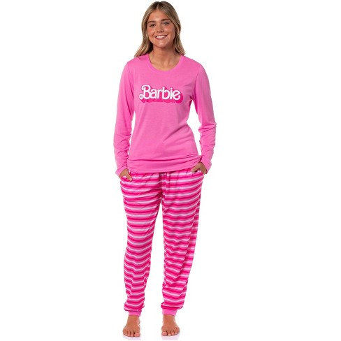 Barbie Women's Classic Retro Long Sleeve Sleep Jogger Pajama Set Loungewear Pink - image 1 of 4