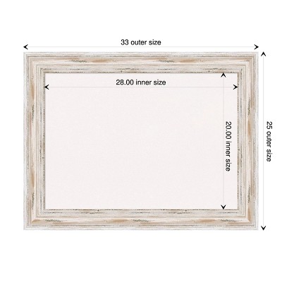 Alexandria White Wash Wood Framed Cork Bulletin Board 33" x 25"