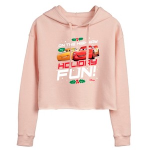 Women's - Disney - On The Highway To Holiday Fun Cropped Graphic Hoodie - 1 of 3