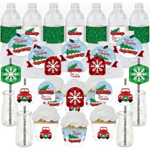 Big Dot of Happiness Merry Little Christmas Tree - Red Truck and Car Christmas Party Favors and Cupcake Kit - Fabulous Favor Party Pack - 100 Pieces - 1 of 4