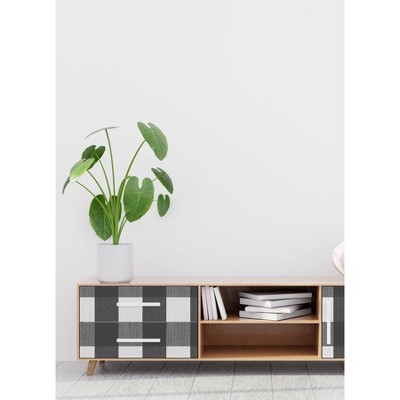 Charcoal and White Plaid Self-Adhesive Wallpaper Roll