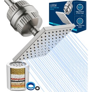 Cobbe High Pressure Filtered Shower Head Combo with 20 Stage Shower Head Filter for Hard Water, Adjustable Replacement Filter,  Brushed Nickel - 1 of 4