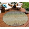 Chocolate Gray And Green Striped Washable Indoor Outdoor Area Rug - 2 of 4
